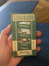 RARE Vintage MCM Standard Mirror Glass Light Switch Plate NOS 1960s