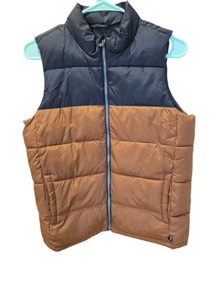 GAP Kids Boys Quilted Puffer Vest Gilet Colorblock Black Brown Size XL