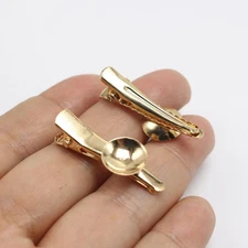 24pcs Gold Prong Duckbill Hair Clips 35mm Alligator Clip with 12mm Blank Bowl