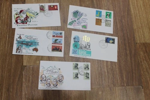 1969 AUSTRALIAN FDC COVERS x5 CHRISTMAS, PRIME MINISTERS, 1st FLIGHT, PRIMARY IN