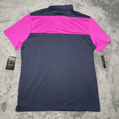 NWT Nike Golf Men’s Dri Fit Short Sleeve Golf Shirt Pink/Grey SZ L Hendricks Gin - Picture 15 of 19