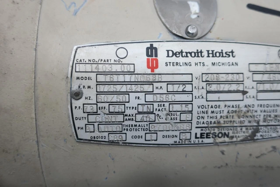 Dayton T6T17NC68B 6K233C Electric Brake Motor D56c 3ph 1/2hp 1725rpm 230/460vac - Image 4 of 4