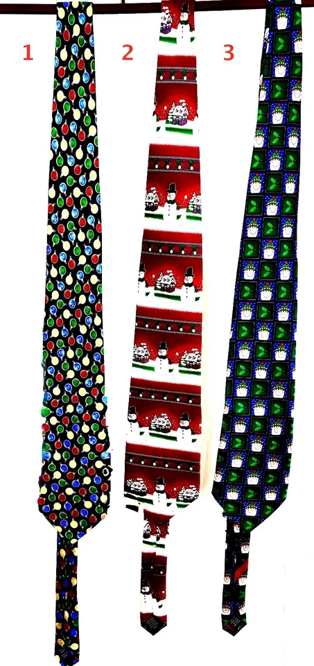 Lot of 3, Men's *100% Silk* Christmas ties by Hallmark, Holidays & Noel. - Image 2 of 4