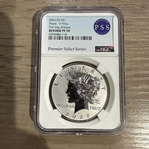 2022 $1 Fiji Silver Peace Dollar S Privy NGC Reverse PF 70 First Day of Issue