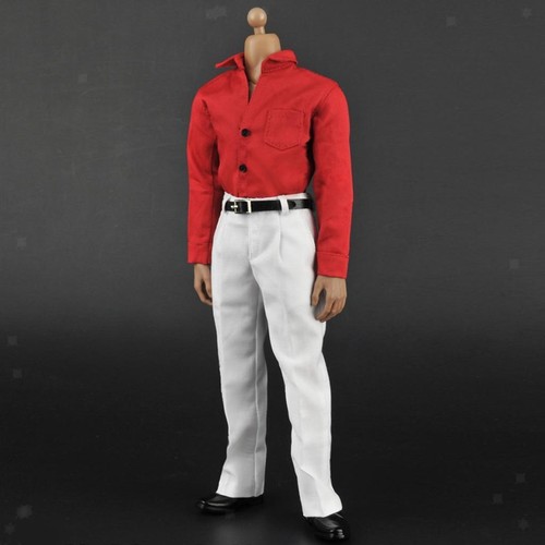 1/6 Set Di Pantaloni Camicia A Maniche Lunghe Abito Bianco E Scarpe Per Figura - Foto 9 di 12