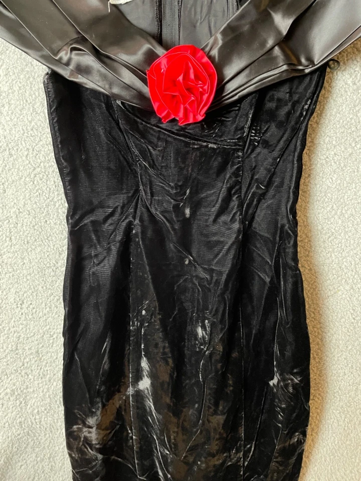 Vestido Feminino Vintage Jessica McClintock Gunne Sax P/M Bainha de Veludo Preto Antigo - Imagem 3 de 4