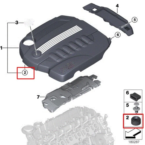 4 piezas para Volvo XC70 D5 2005 cubierta de motor de automóvil moldura montaje de goma ojal de arbusto - Imagen 6 de 6