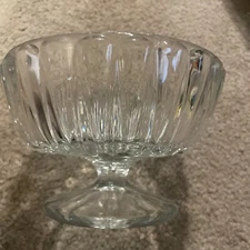 Rare Hoosier Glass Clear Dish Pedestal Compote Candy Footed Crystal Clear