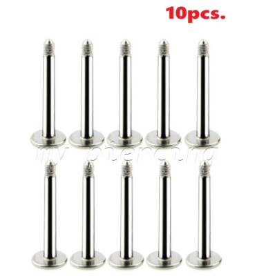 10 pcs. Surgical Steel Threaded Replacement Labret Post  20G 18G 16G 14G 