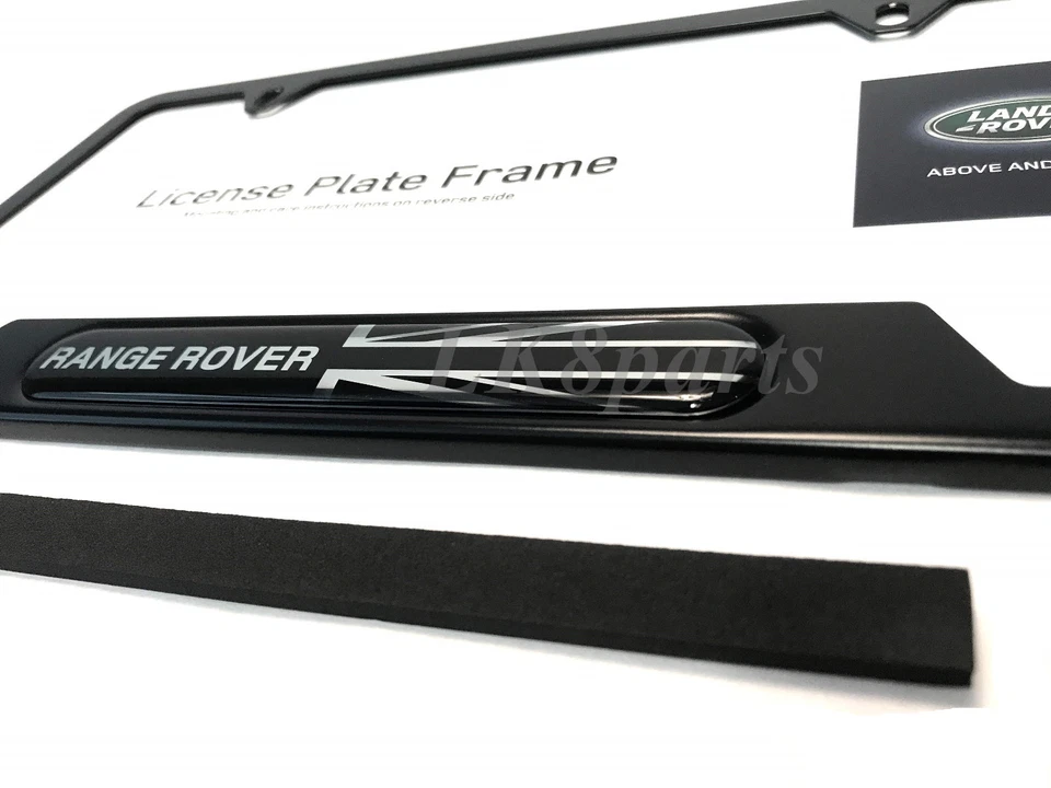 Range Rover Land Rover Logo Acabado Negro Acero Placa Marco Genuino Nuevo Foto 3 de 4