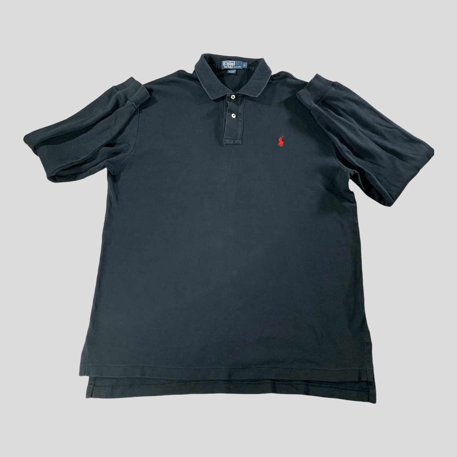 Polo Ralph Lauren camicia uomo grande nera polo rossa pony manica lunga