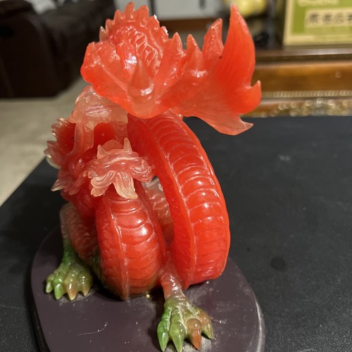 Vintage Resin Dragon Holding Crystal Ball Statue Feng Shui Home Decor - Picture 7 of 12