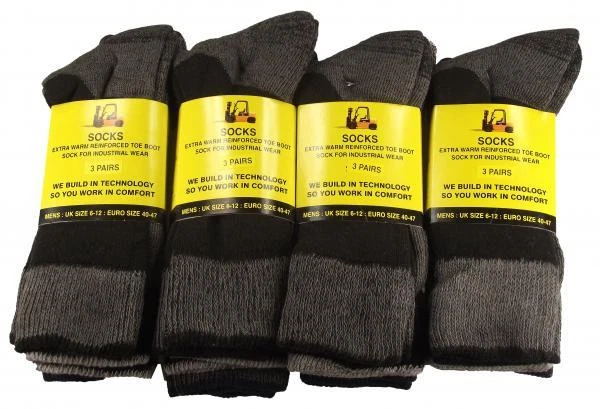 SockStack 12 Pairs Men's Ultimate Work Boot Socks, Reinforced Toe, Size 6-11