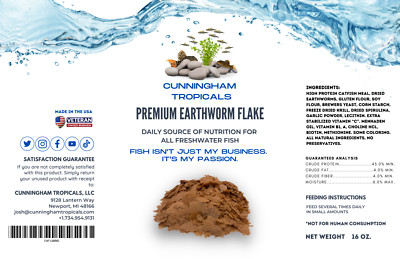 Cunningham Tropicals - 1 lb. Premium Earthworm Flake