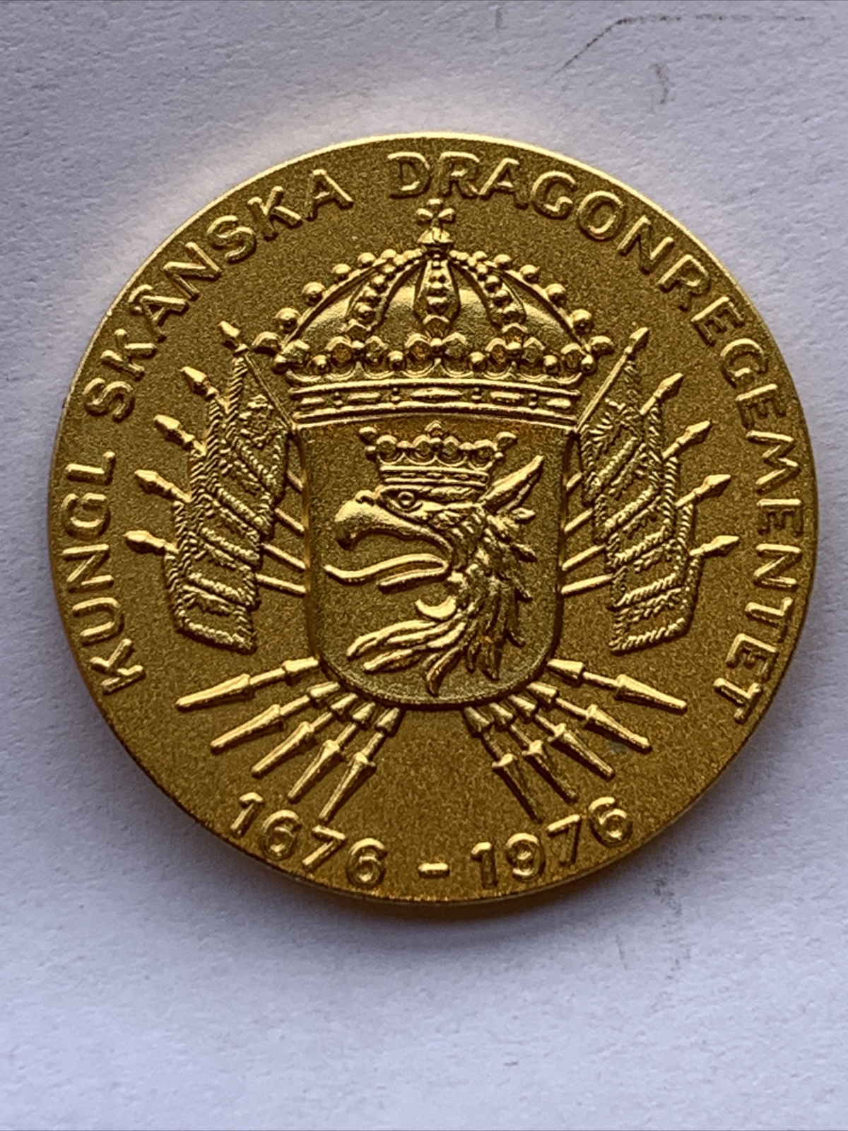 1976 Sweden Army RARE commemorative / challenge coin Scanian Dragoon Regiment
