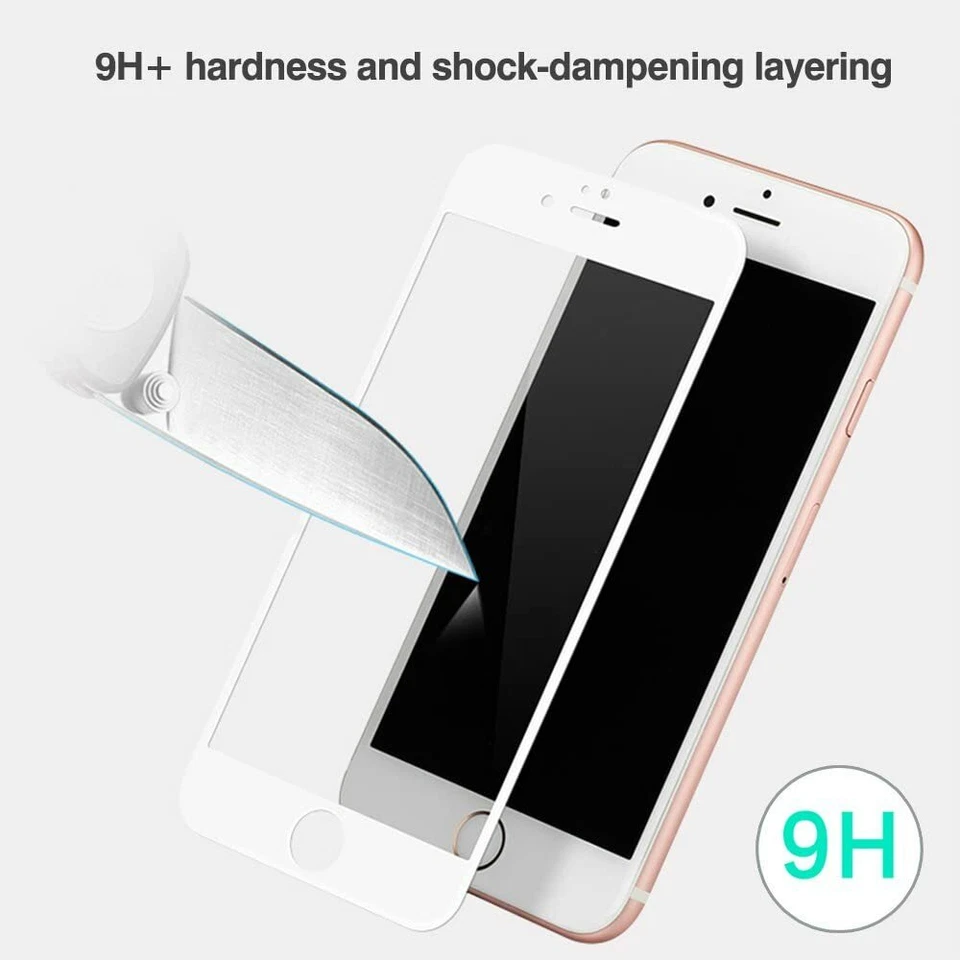 for iPhone SE 2020 8 / 7 Full Coverage Screen Protector Tempered Glass -White - Image 3 of 4