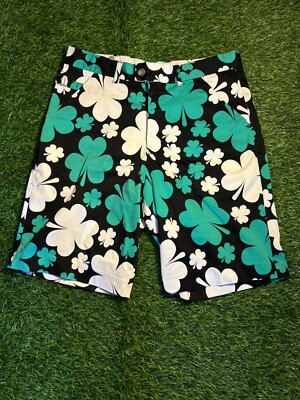 Royal and Awesome Men`s Golf Shorts Paddy Par Green Irish