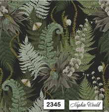  2345 TWO Individual Paper LUNCHEON Decoupage Napkins - FERNS UNFURLING PLANTS