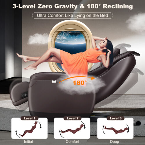 Full Body SL Track Zero Gravity Massage Chair w/ Pillow Reversible Footrest Heat - Picture 5 of 11
