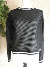 FOREVER 21 Black n White Pullover See-through Sweater Top - Sz Med - EUC