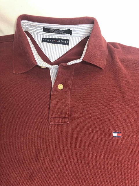 Tommy Hilfiger Mens XL Polo Shirt Red Burgundy Wine Short Sleeve 2 Button | eBay