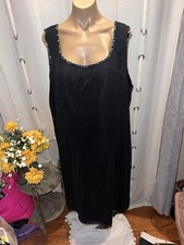 Scala Little Black Dress Beaded Trim Cocktail Evening Formal Lined Dress Size 1X