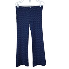 Betabrand Dress Yoga Pants Women's PM Blue Chevron Pattern Straight Leg 