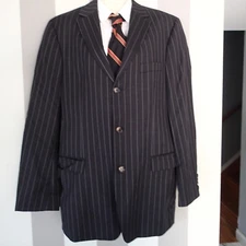 hugo boss  SUIT JACKET BLAZER, 42 L,dark charcoal stripes   ,WOOL, pr