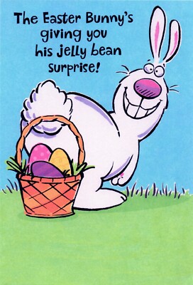 Funny HAPPY EASTER Card   Bunny Jelly Bean Surprise Egg Basket by Hallmark + 