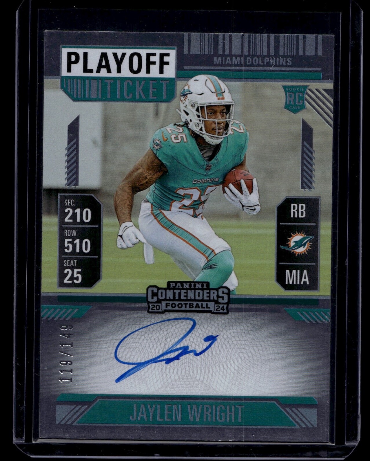2024 Panini Contenders Football Jaylen Wright #132 RC Playoff Ticket Auto /149