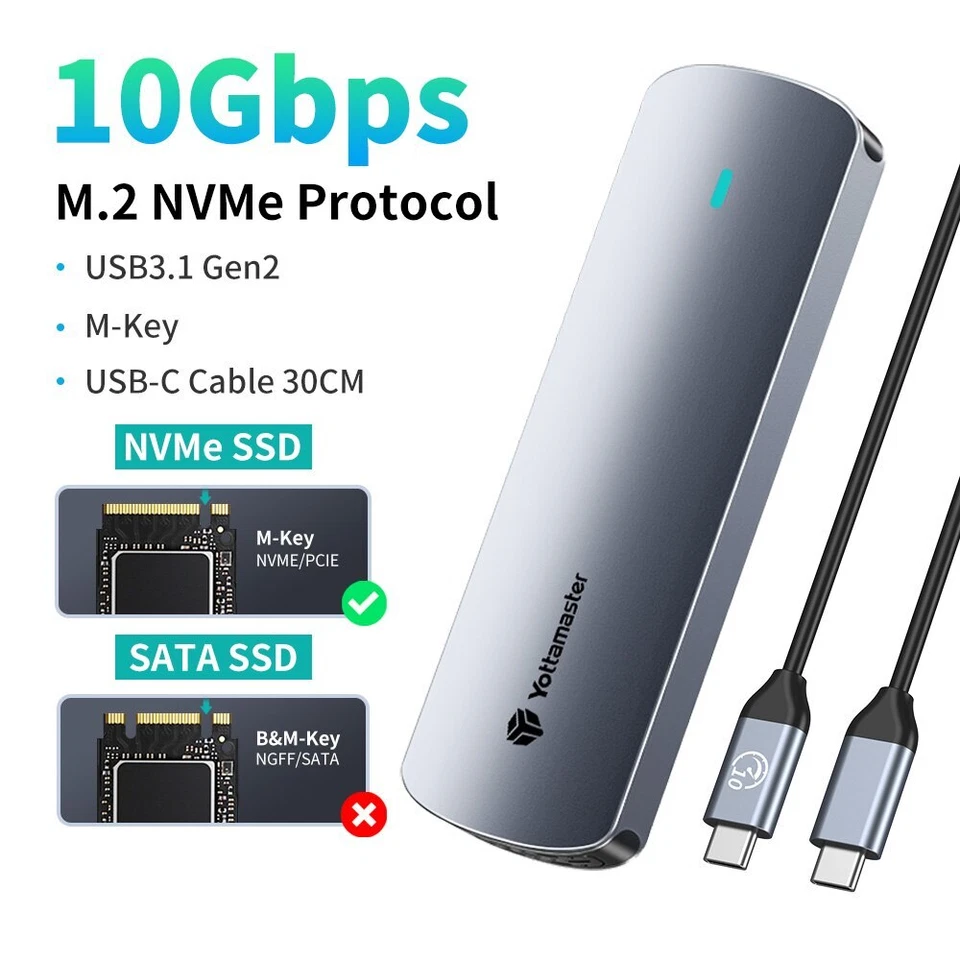 M.2 NGFF NVMe SATA USB C 3.2 GEN 2 Adapter Externes SSD Gehäuse Case