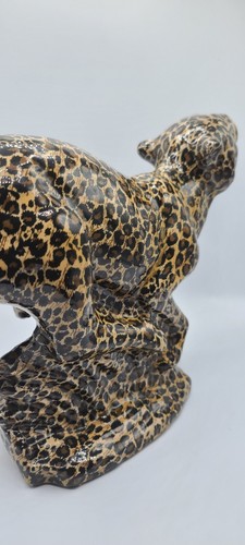 Vintage Keramik Jaguar BIG CAT gefleckter Leopard 11 Zoll x 8 Zoll Wildgepard Skulptur - Bild 6 von 15