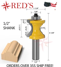 REDS Y65706-8 - 1-3/16" Bullnose & Cove Trim Molding Router Bit 1/2" Shank