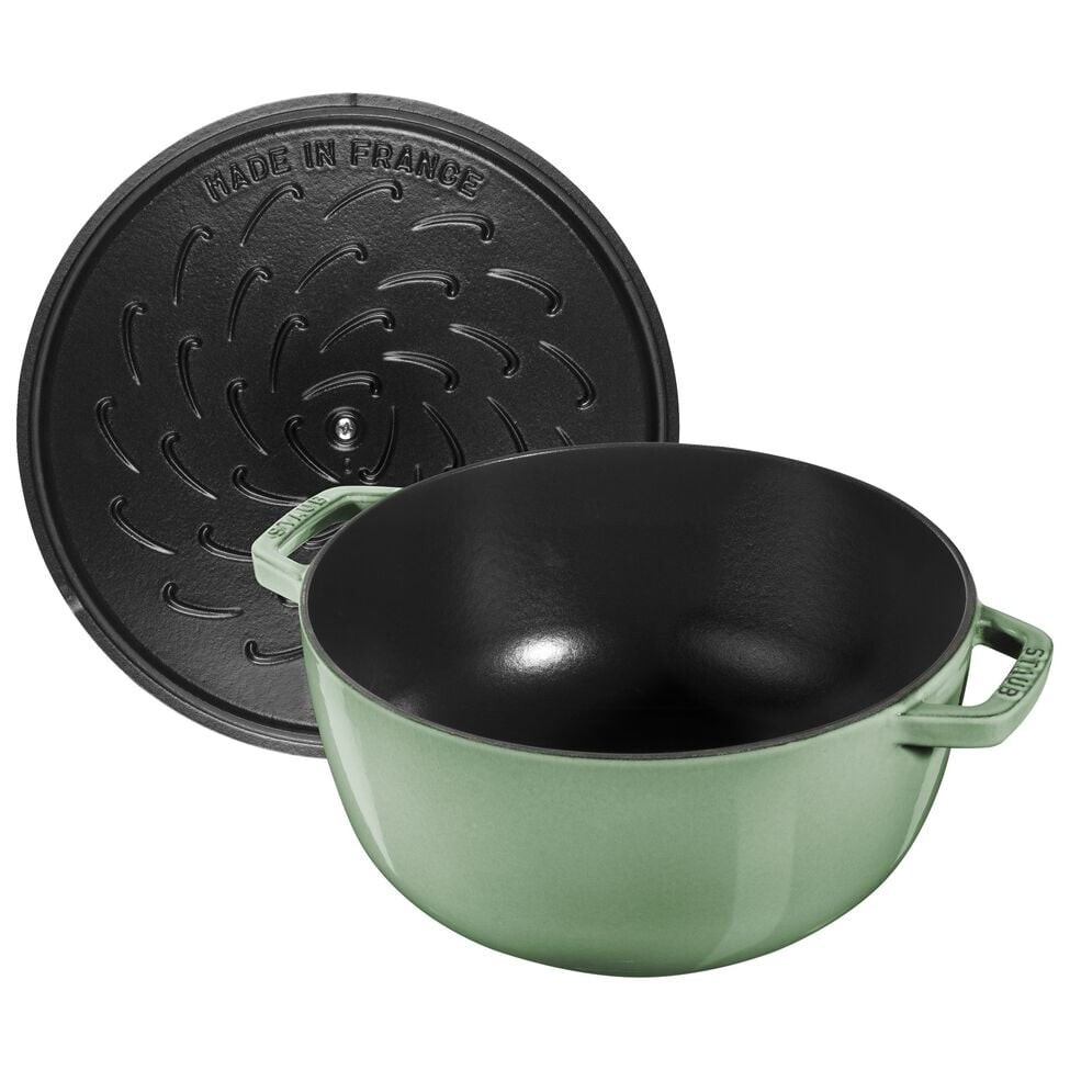 Staub Cast Enamel Pot Wa-NABE French Oven 7inch Round Sage Green