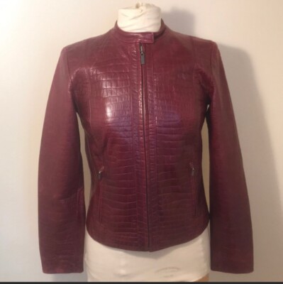Cole Haan Collection Women's Burgundy Lambskin Leather Quilted
