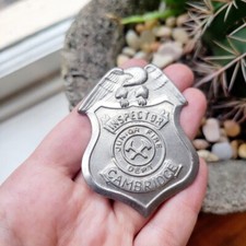 Vintage Fire Dept Cambridge Inspector Junior Fire Department Official Badge
