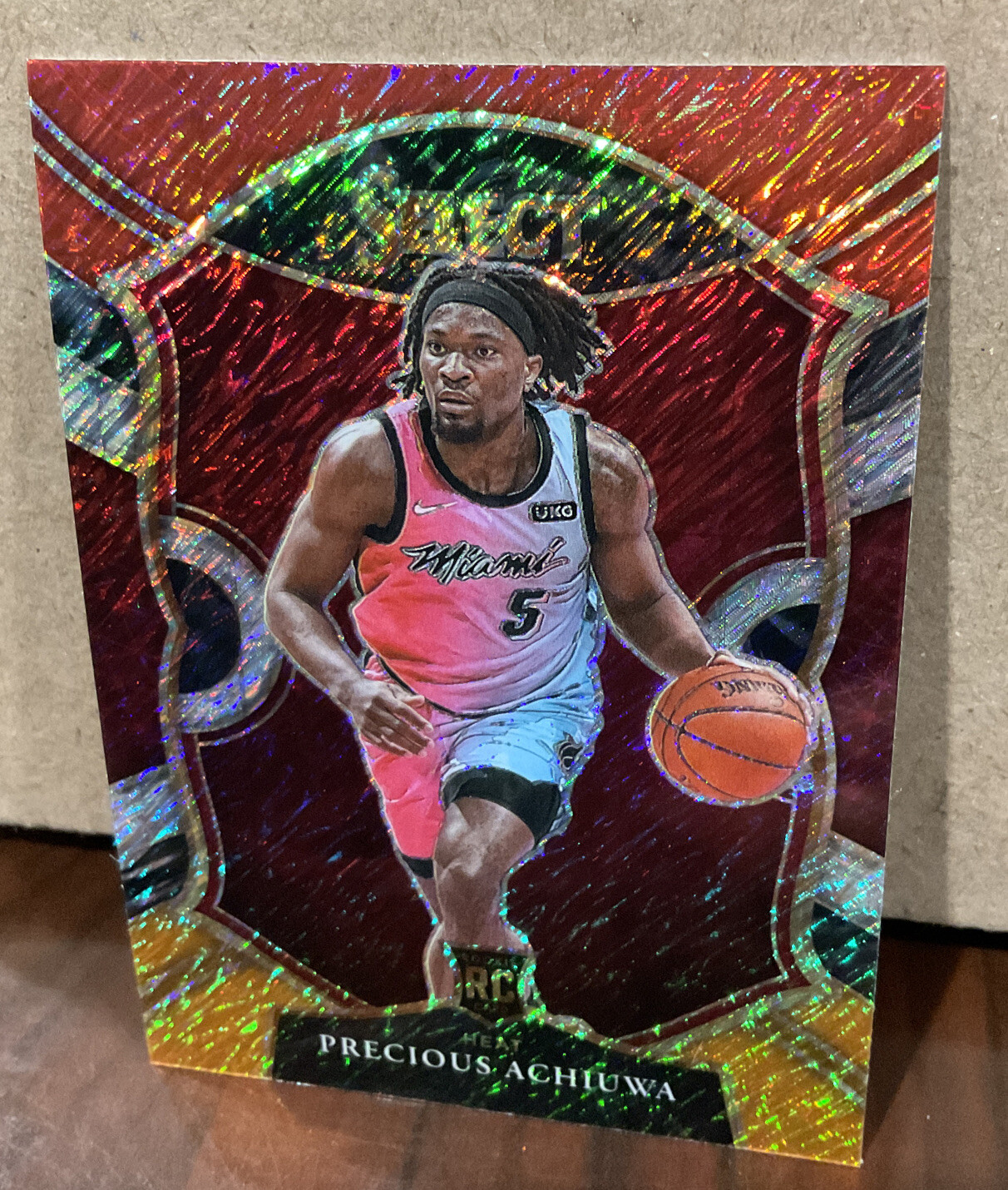 PRECIOUS ACHIUWA 2020-21 PANINI SELECT RC RED WHITE ORANGE SHIMMER #80 - HEAT