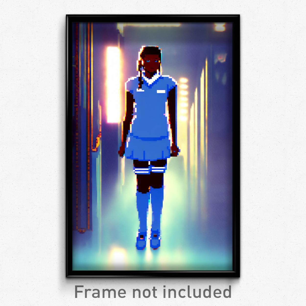 Pixel Art Poster - Light Blue High School (8 Bit Psychedelic Video Game Print)