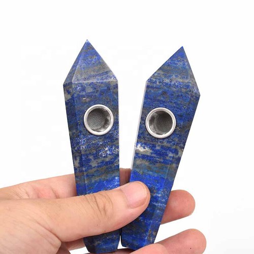Venta al por mayor de 10 piezas de piedra natural de lapislázuli cuarzo cristal pipa para fumar varita roca - Imagen 12 de 18