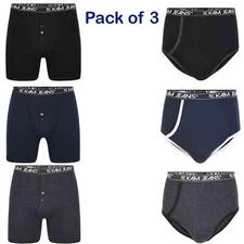 Kam Mens Boxer Shorts 3 Pack Boxer Multipack Plus Size Underwear, Pack of 3
