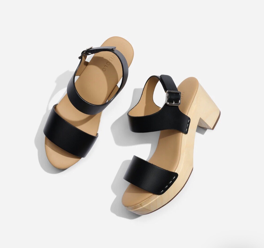 NEW Nisolo All Day Open Toe Clog Black Womens Shoes Size 7 Leather