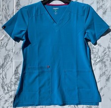Scrubstar Womens XS V-Neck Scrub Top Bondi Blue With Pockets Recycled Polyester