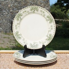 Set de 4 assiettes plates anciennes en faïence de Sarreguemines modèle PALMYRE