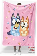 Kids Plush Throw Blanket Soft Comfy 40x50 - Travel Blanket Pink - Bluey