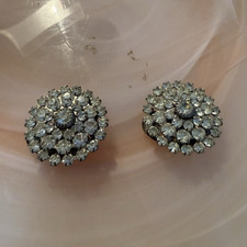 Silver Tone Clear Simulated Rhinestone Cluster shoe clips vintage
