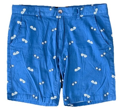 Raw Yarn Industries Stretch Twill Chino Shorts Mens Sz 34 Blue Sunglasses Print