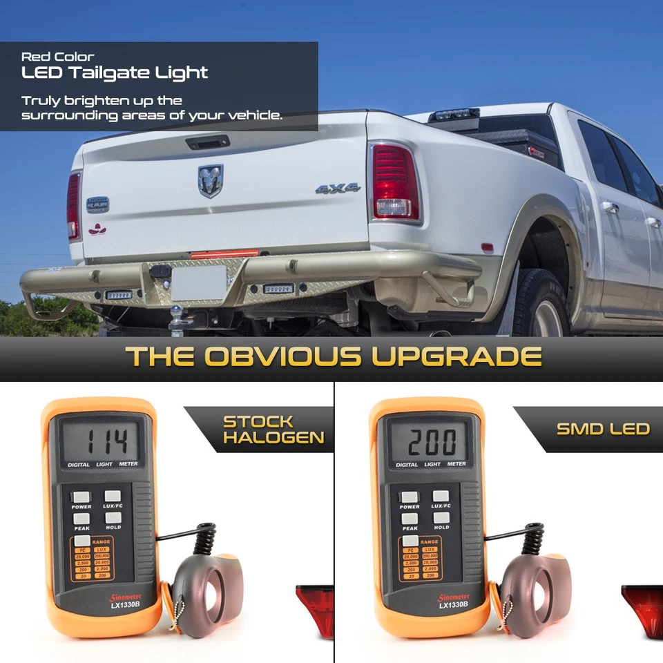 [Brake+Parking]Smoked Lens Full LED Tailgate Lamp Bar For 06-18 Ram 3500 Dually - Изображение 3 из 4