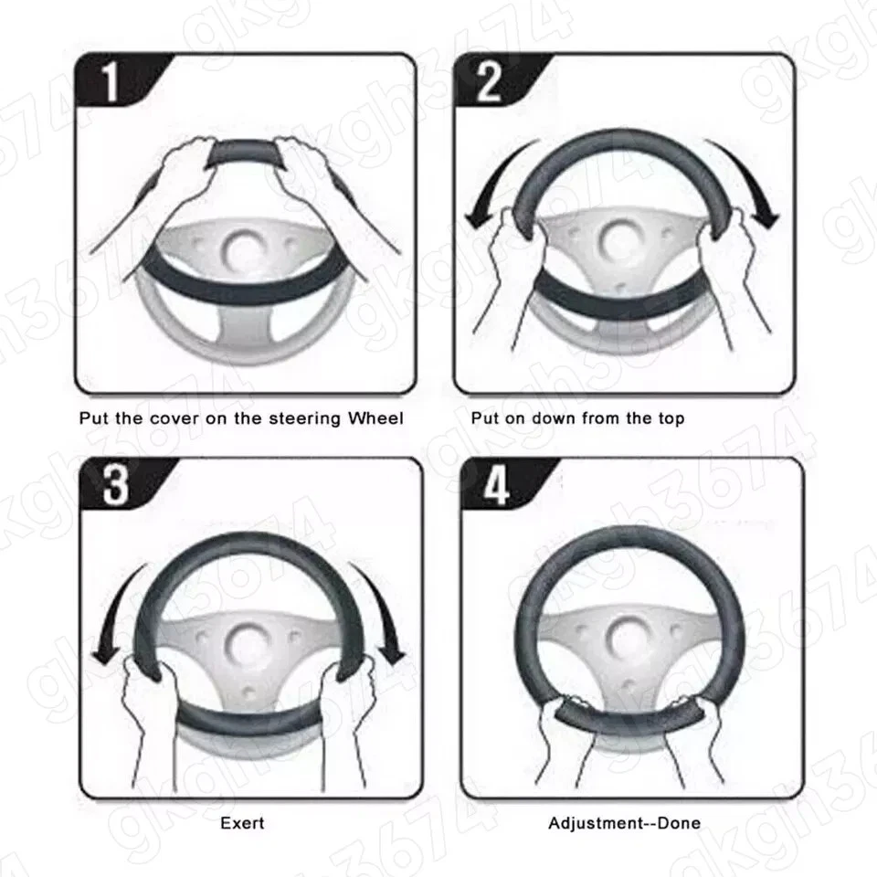 38cm 15" Steering Wheel Cover Faux Leather For Acura Carbon Fiber + Black - Image 4 of 4