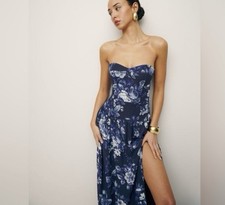 NWT REFORMATION Frankie Slip Dress Pink Jacquard Size 10 $248