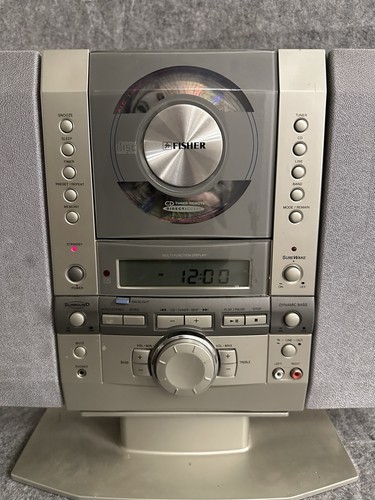 Fisher SLIM-1500S Radio AM FM Reproductor de CD Estéreo con Altavoces Desmontables Plateado - Imagen 3 de 9